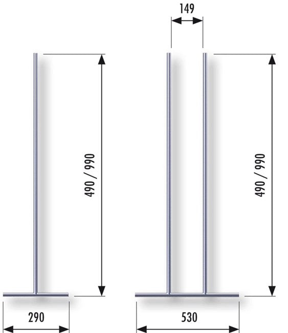 Secubar Barrierestang T-Cross - RVS - Enkel - In het kozijn