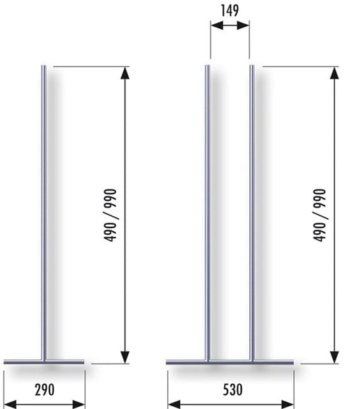 Secubar Barrierestang T-Cross - RVS - Enkel - In het kozijn